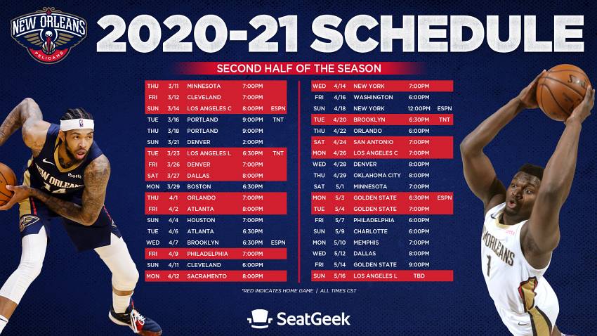 Pelicans announce second half of regular season schedule – Crescent