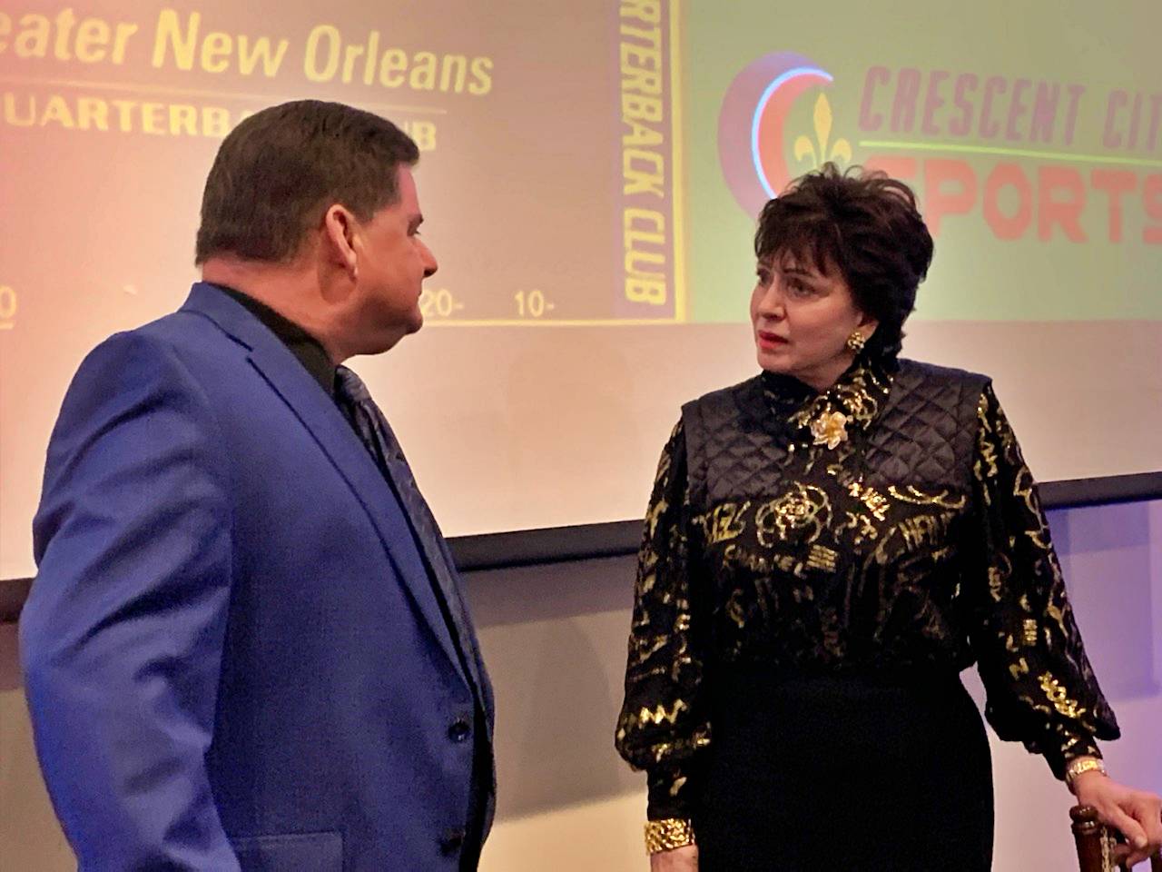 Ken Trahan and Gayle Benson before QB Club luncheon