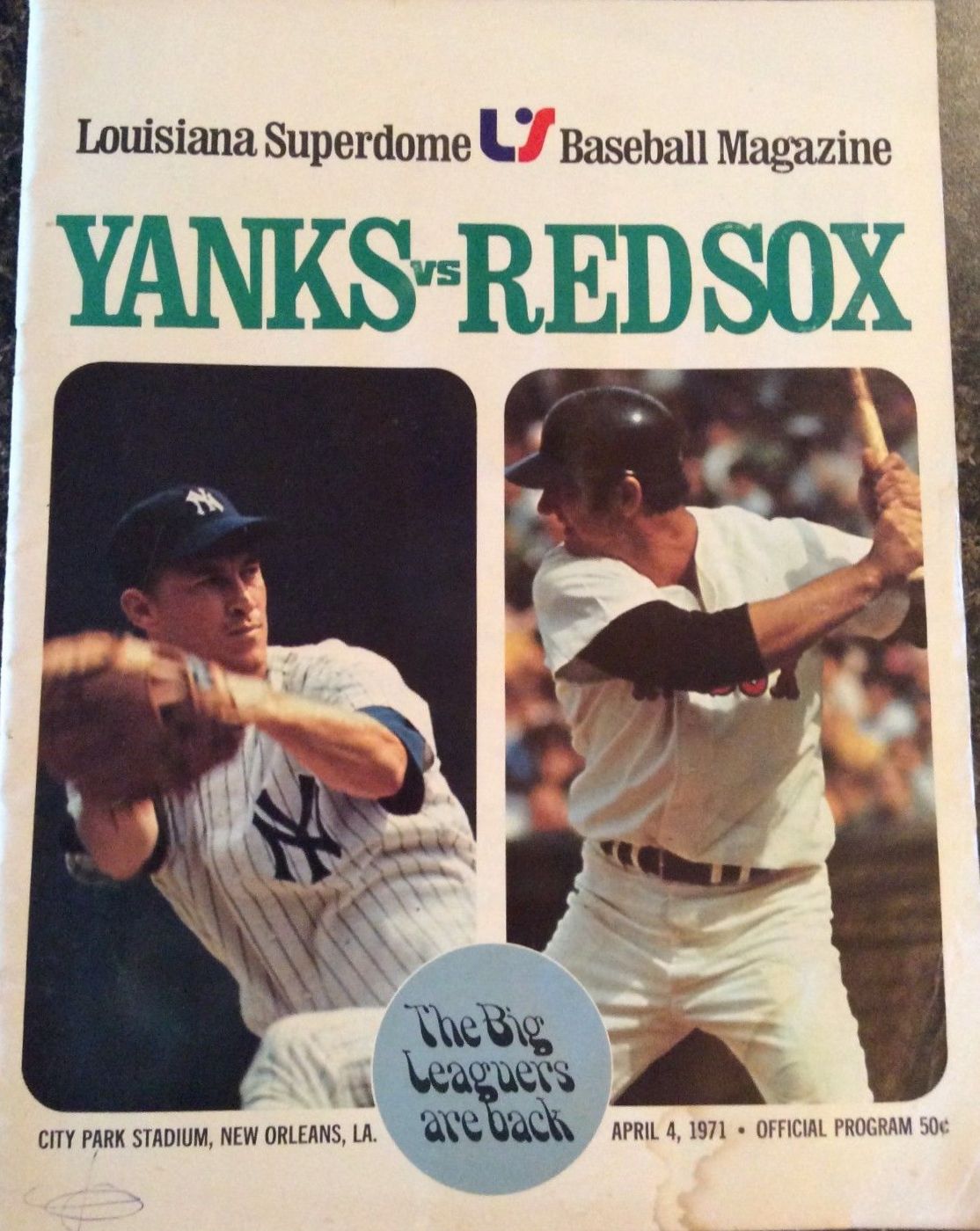 1971-04-04 Program Cover -- Red Sox vs Yankees